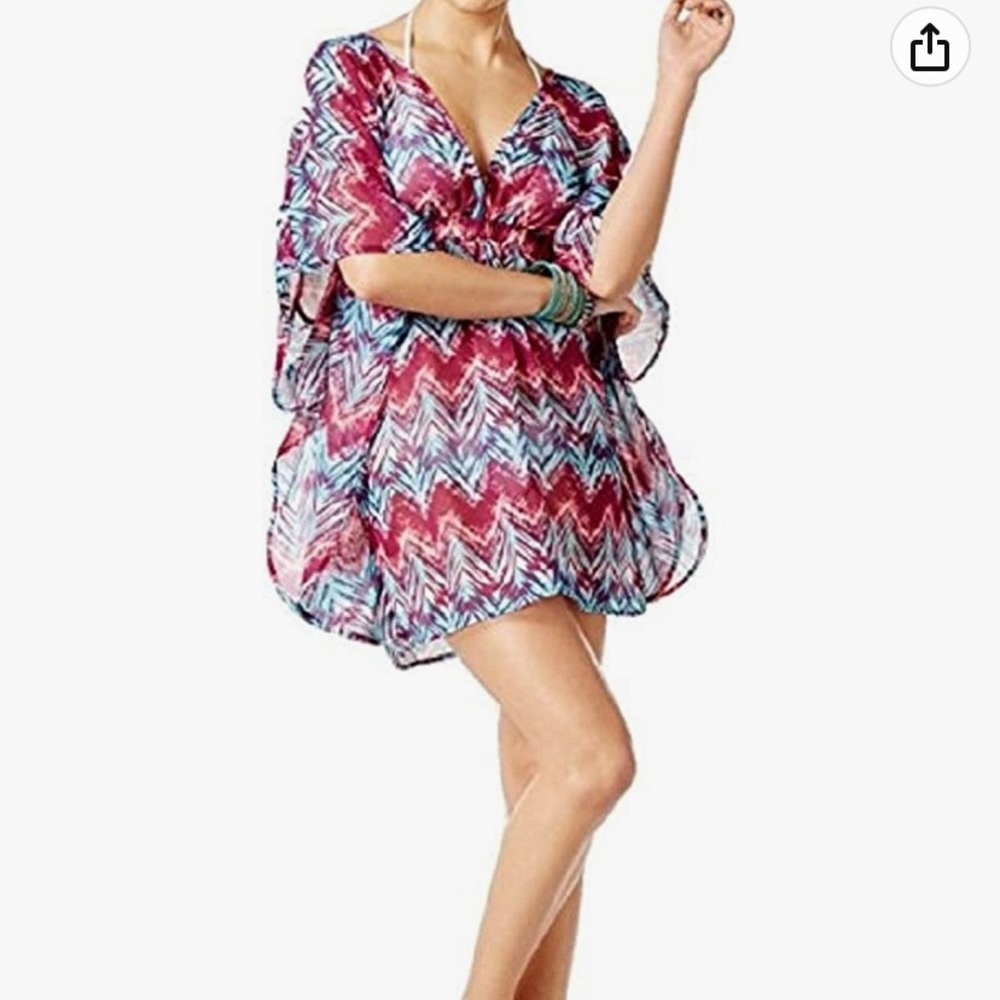 Miken Chevron Print Poncho Dress Swim Cover up Size XL
